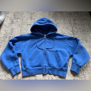 TNA Sweatfleece boyfriend fit cropped zip up hoodie